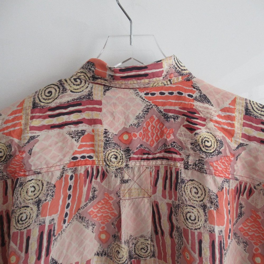 Men's WHISTLES Men's 100% Silk Shirt Sz Large Button Up Short Sleeve Multicolor - Picture 4 of 12